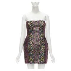 VERSACE 2021 Runway pink scaled crystal encrusted strapless dress IT40 S