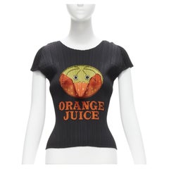 rare ISSEY MIYAKE Pleats Please 2008 Vintage Orange Juice peelable black top JP3