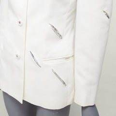 raro GIANNI VERSACE 1999 Vintage white Medusa slash sequins blazer IT40 S
