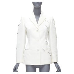 raro GIANNI VERSACE 1999 Vintage white Medusa slash sequins blazer IT40 S