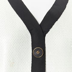 runway CHANEL SS91 white sequin black grosgrain trim scuba zipper jacket FR44