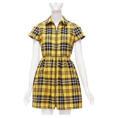 CHRISTIAN DIOR 2022 Runway yellow punk plaid tartan wool zip front dress FR34 XS