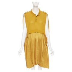 TOGA ARCHIVES mustard yellow knit polo draped skirt boxy casual dress JP1 M