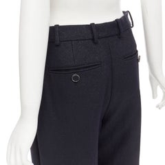CHANEL  metallic black pleated front chain trimmed wide leg pants FR40 M