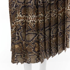 Victoria Beckham 100% seta gonna midi a pieghe marrone con stampa animalier UK6 XS