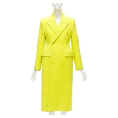 BALENCIAGA Hourglass bright yellow wool double breasted peplum coat FR34 XS
