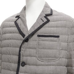 THOM BROWNE blazer acolchado negro blanco pata de gallo ribeteado a rayas forrado Sz3 L