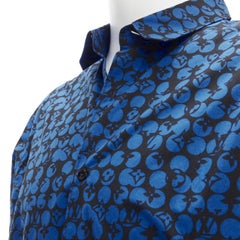 LOUIS VUITTON Virgil Abloh black blue polka dot LV monogram oversized shirt L