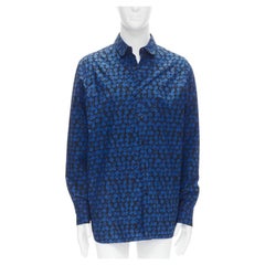 LOUIS VUITTON Virgil Abloh black blue polka dot LV monogram oversized shirt L