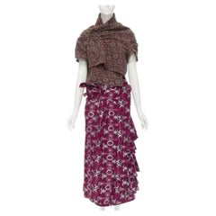 Runway COMME DES GARCONS 1999 Vintage brown floral macrame wrap top ruffle skirt