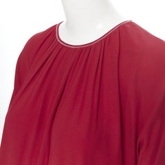 MARNI 2019 red viscose crepe white overstitched pleated casual dress IT38
