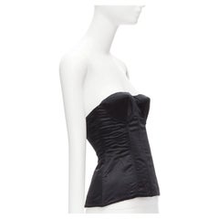 GUCCI Tom Ford 2001 Runway black silk 3D conical bra bustier IT38 XS
