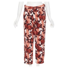 MARN pink red abstract floral striped print 100% cotton wide leg jeans IT38 XS