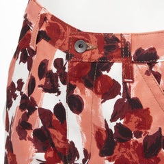 MARN pink red abstract floral striped print 100% cotton wide leg jeans IT38 XS