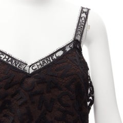 rare CHANEL 98A Karl Lagerfeld Runway Vintage black CC lace cami skirt FR40 L