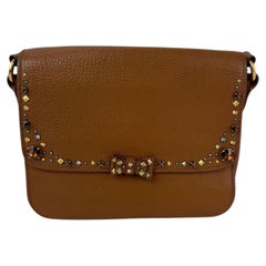 Miu Miu Madres Brown Leather Crystals Crossbody Bag