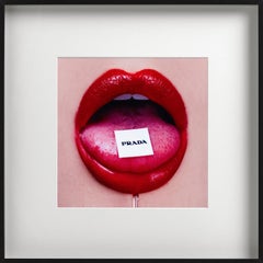 Prada Bubblegum - Closeup of red Lips and Tongue, Fine Art Photography, 2023