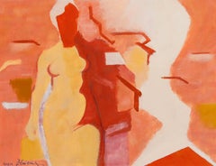 Roger Derieux – Ölgemälde aus dem 20. Jahrhundert, „Akt in Rosa“