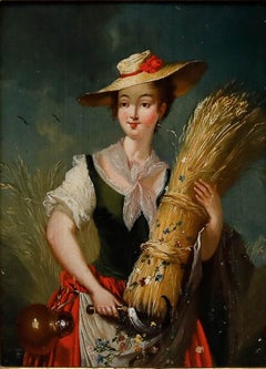 German School Fine 18th Century Oil - Summer Harvest