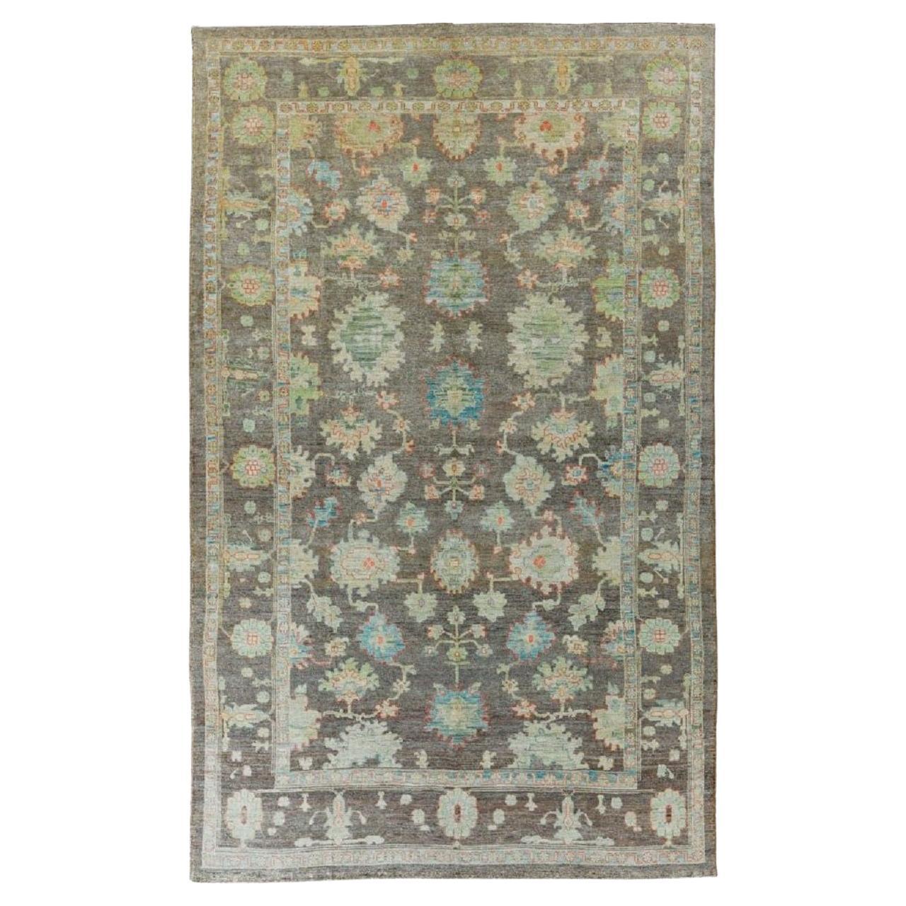 Turkish   Rose Collection Over Size Rug - Wool Blue Brown - 90827