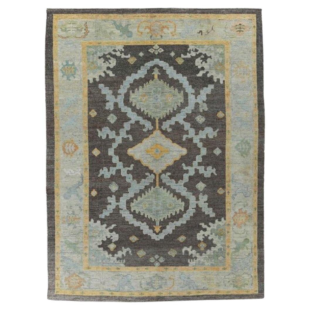 Turkish  Rose Collection Area Rugs - Wool Blue Brown - 90830