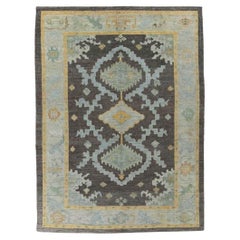 Turkish  Rose Collection Area Rugs - Wool Blue Brown - 90830
