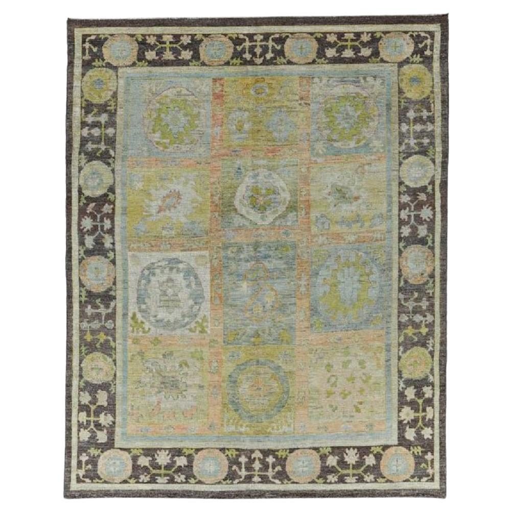 Afghanistan Rose Collection Bereich Teppiche - Wolle Blau Braun Elfenbein - 90837