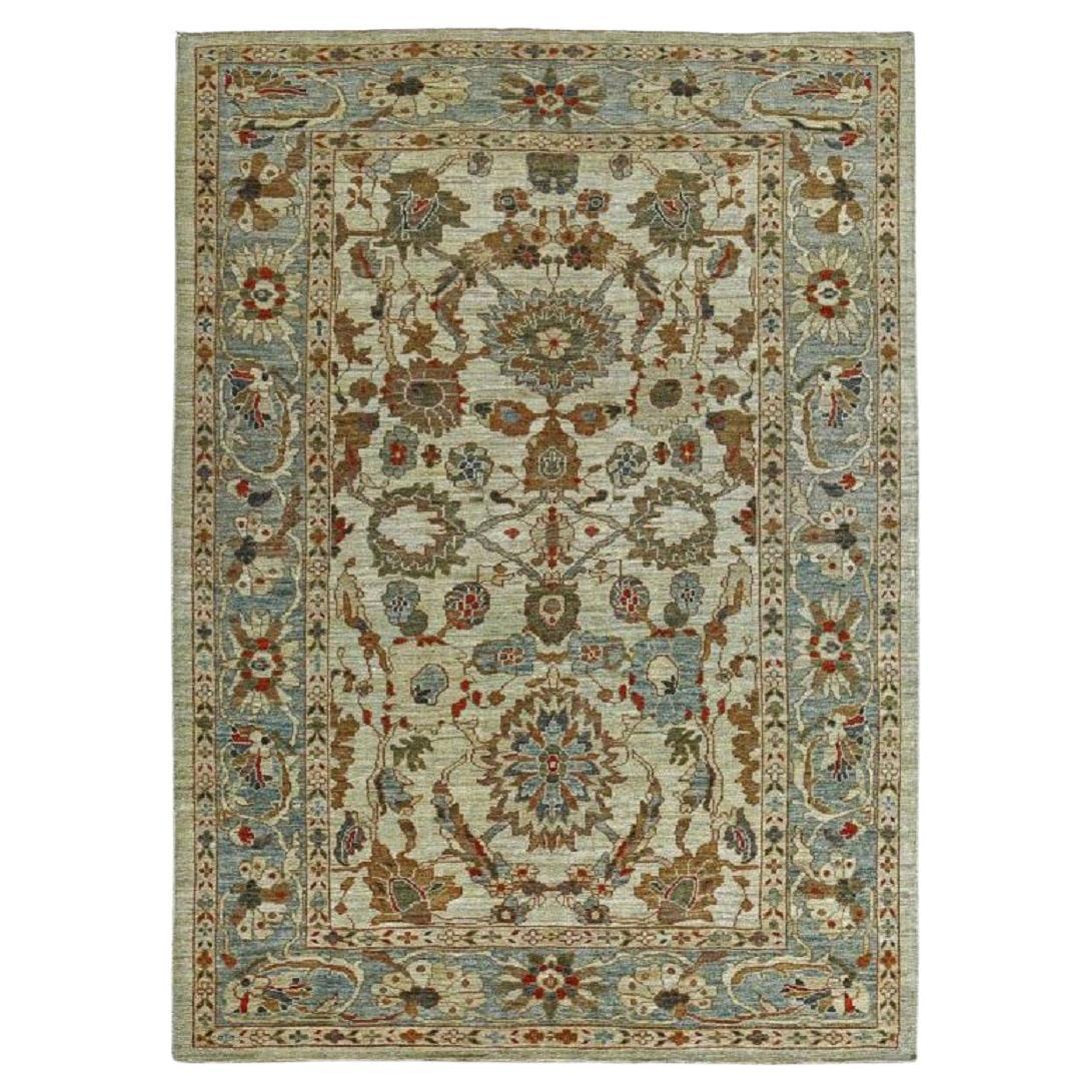 Afganistán Sultanabad Rugs - Lana Azul Marrón Marfil - 90817