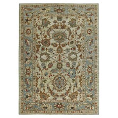 Afganistán Sultanabad Rugs - Lana Azul Marrón Marfil - 90817