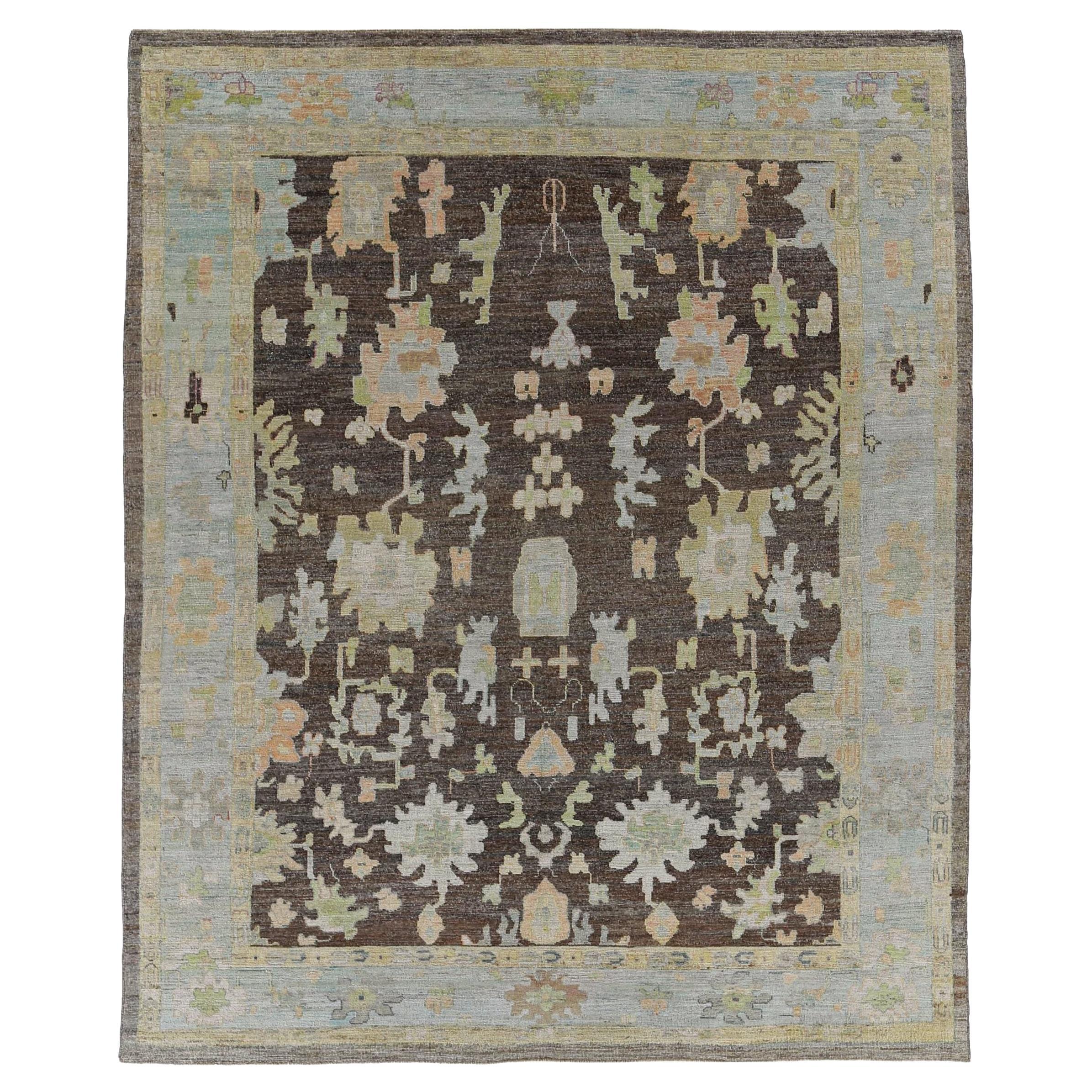Turkey  Rose Collection Area Rugs - Wool Blue Brown Pink - 90849