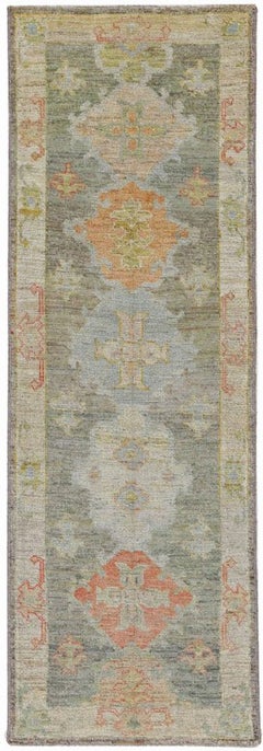 Afghanistan Rose Collection Runner Rug - Wool Blue Green Red - 90887