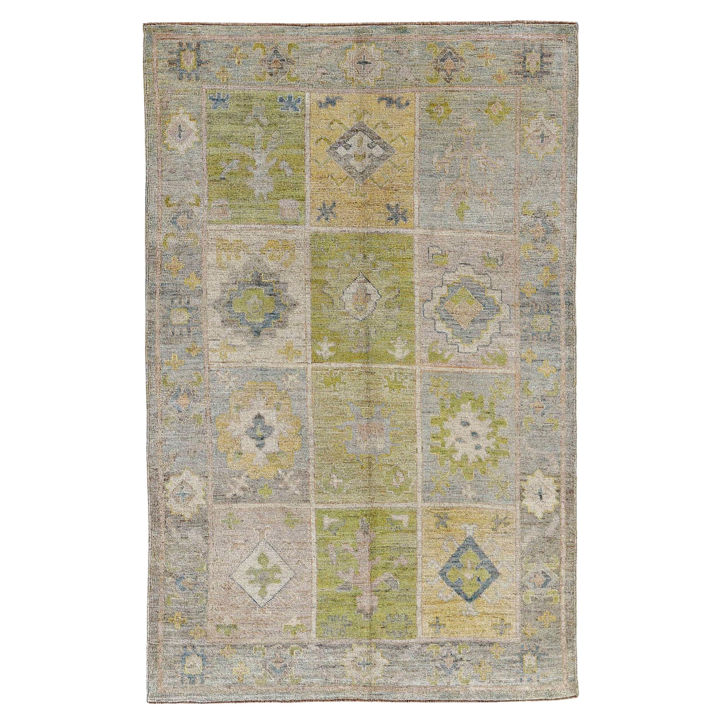 Turkey  Rose Collection Area Rugs - Wool Blue Green Ivory - 90866