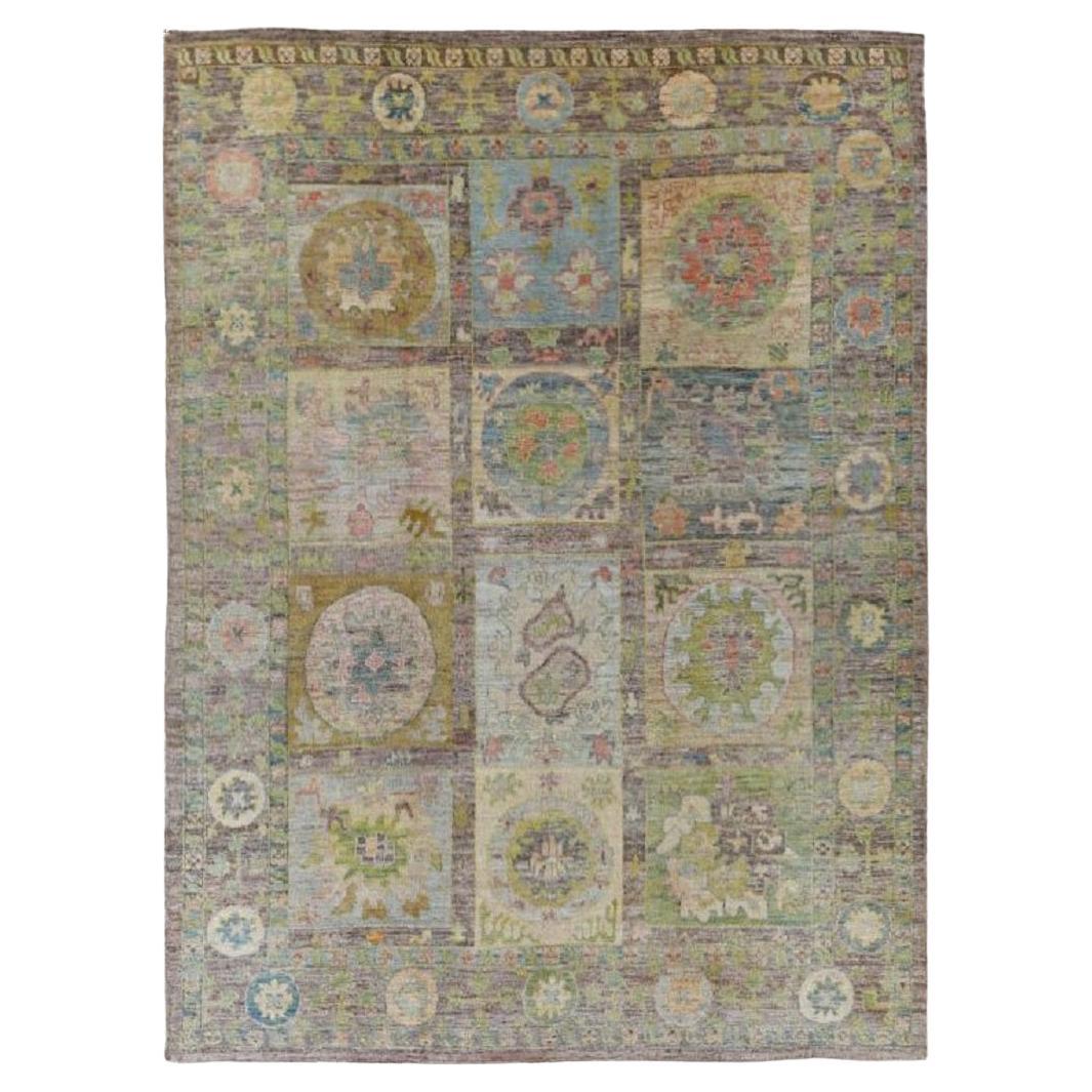 Afghanistan Rose Collection Bereich Teppiche - Wolle Blau Braun Elfenbein - 90868 im Angebot