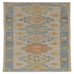 Afghanistan Rose Kollektion Läufer - Wolle Blau Elfenbein - 90977