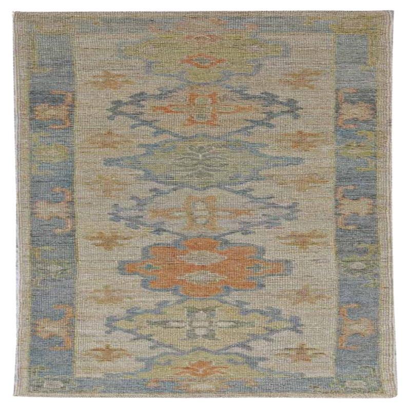 Afghanistan Rose Kollektion Läufer - Wolle Blau Elfenbein - 90978