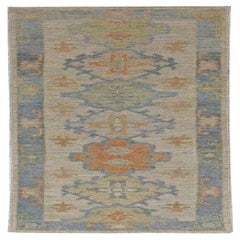 Afghanistan Rose Kollektion Läufer - Wolle Blau Elfenbein - 90978