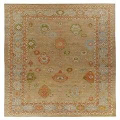 Tapis Afghanistan Serapi - Laine bleu vert ivoire rouge - 90996