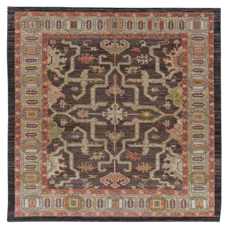 turkey Serapi Area Rugs - Wool Brown Ivory Design - 91065