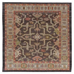 turkey Serapi Area Rugs - Wool Brown Ivory Design - 91065