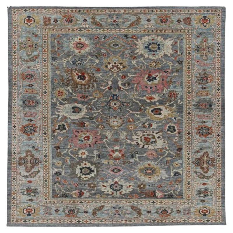 Sultanabad-Teppiche aus Wolle in Grau, Elfenbein und Rosa aus Afghanistan - 91074