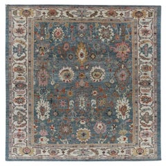 Afganistán Sultanabad Rugs - Lana Azul Gris Marfil Rosa - 91075