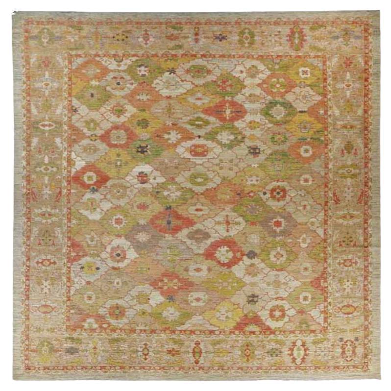 turkey  Serapi Over Size Rug - Wool Green Ivory Red - 91056