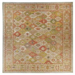 turkey  Serapi Over Size Rug - Wool Green Ivory Red - 91056