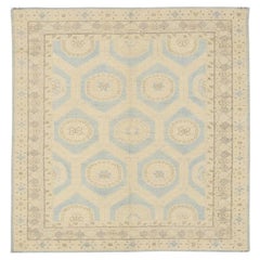 Alfombra Afgana Khotan Small Design - Lana Azul Marfil - 92048