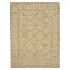 Tapis de Tabriz en laine ivoire taupe motif Afghanistan - 92082