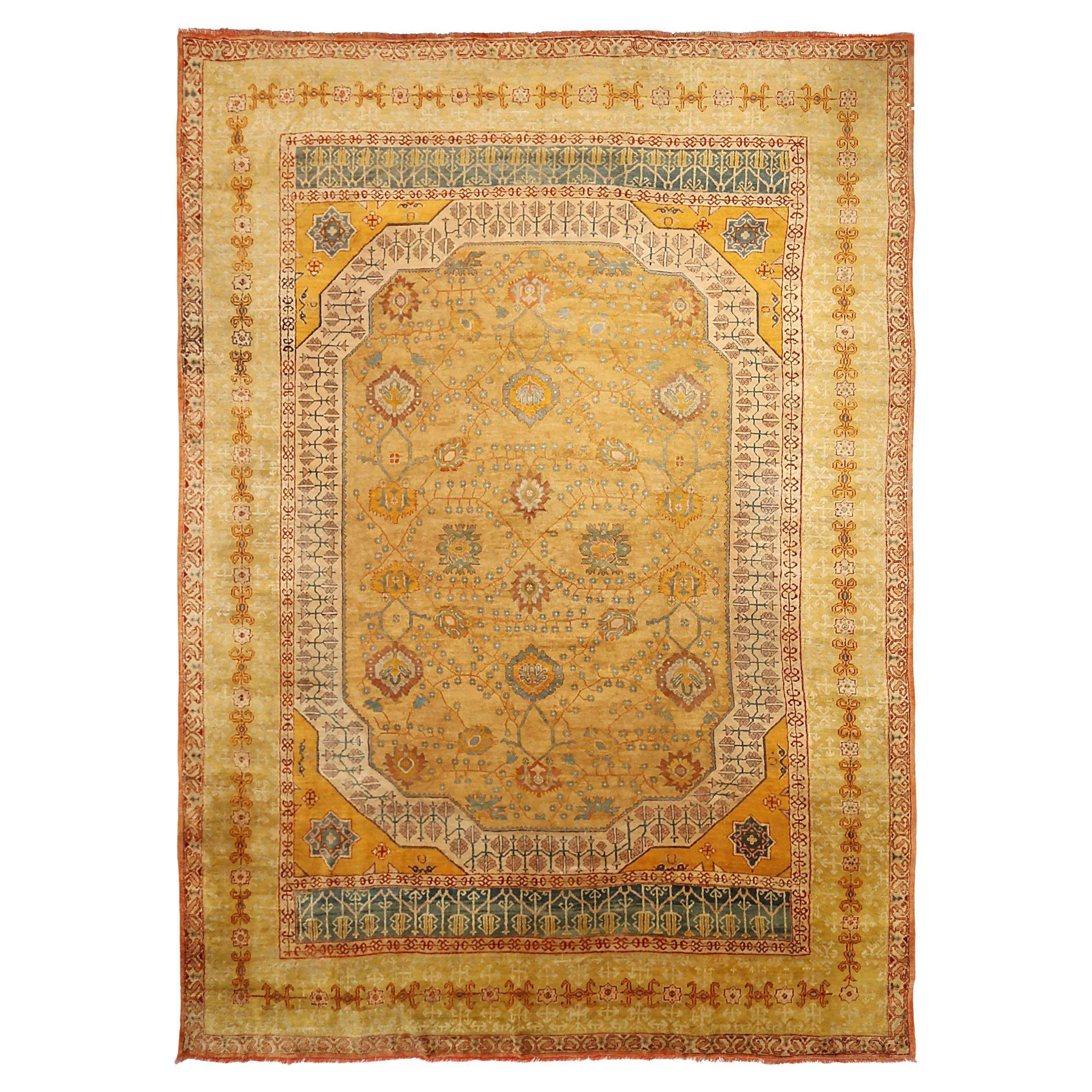 Tappeto Afghanistan Oushak - Lana Avorio Arancione Giallo - 92136