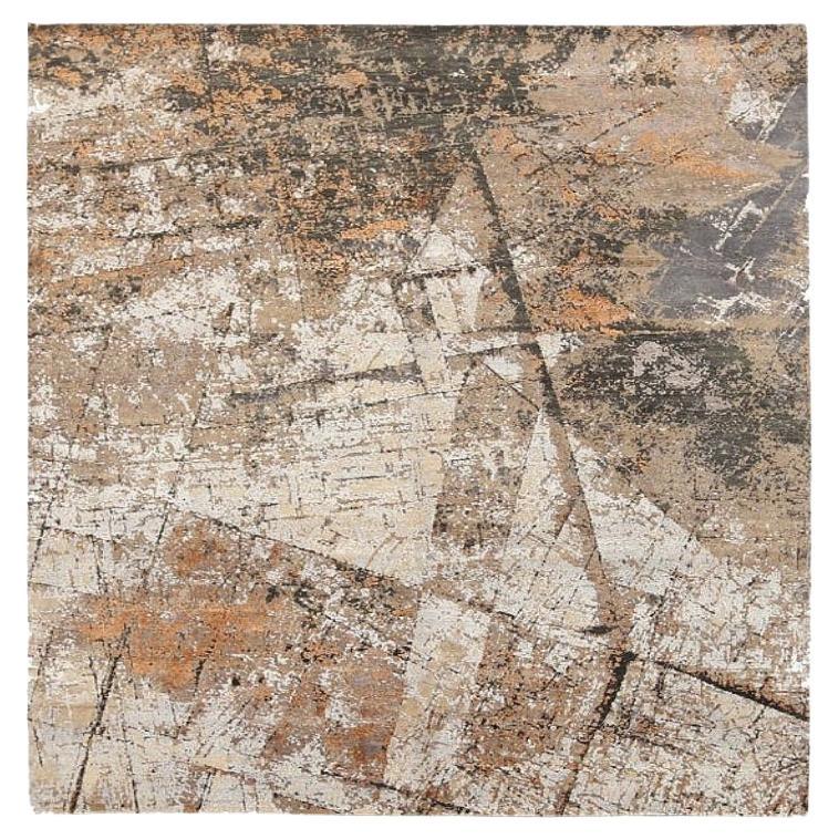 India Area Rugs - Wolle Brown Elfenbein Orange Design - 92336 im Angebot