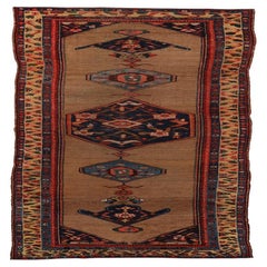 Persischer Bijar-Läufer - Wolle Schwarz Elfenbein Rot Taupe Design - 92434
