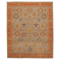 India Modern Area Rugs - Wool Orange Taupe Yellow Design - 96610