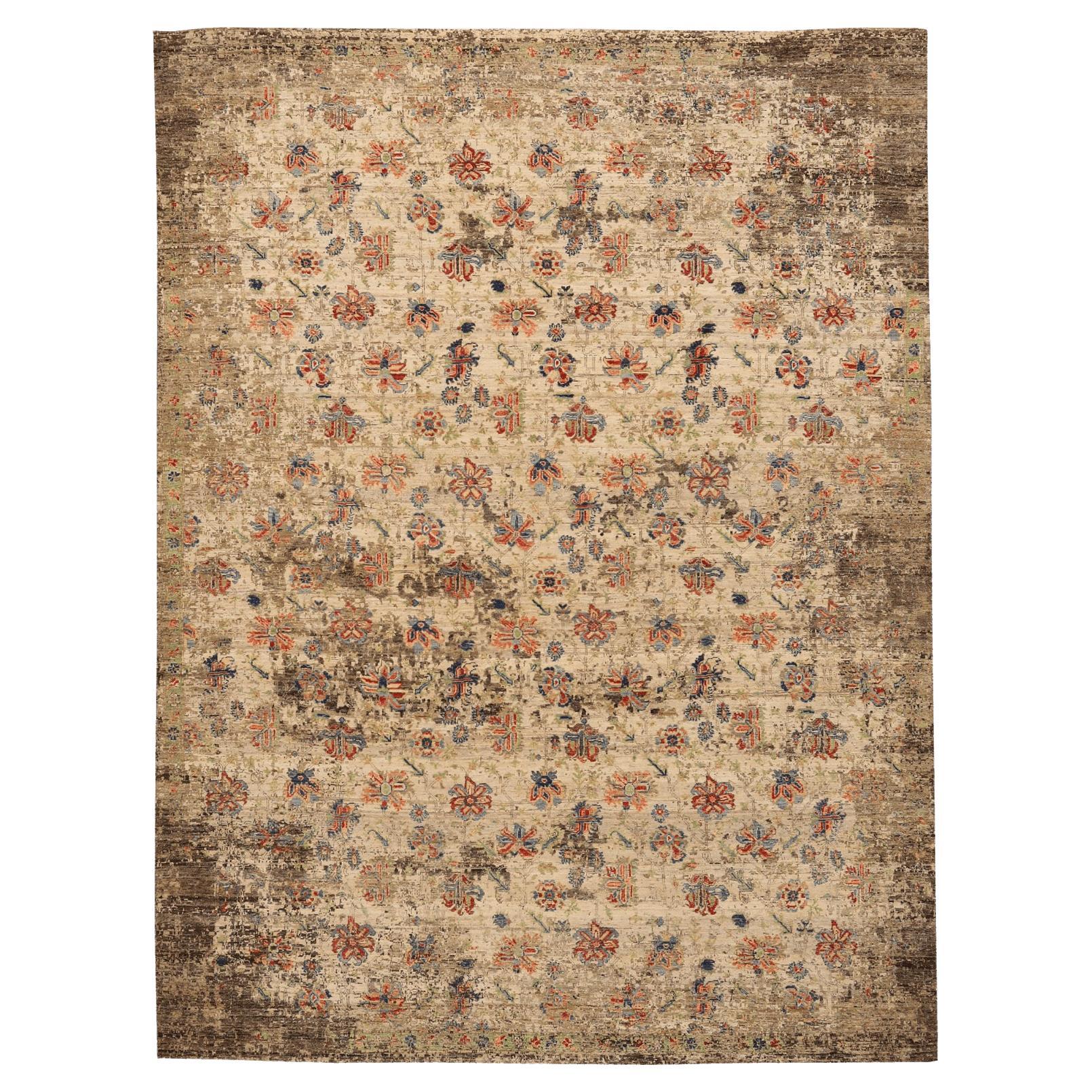 India Modern Area Rugs - Wool Ivory Design - 96611